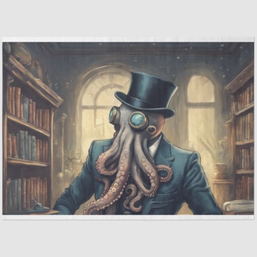 Dapper Onderwater Octopus Kantoor Edition Decoupag Tissuepapier (Voorkant)