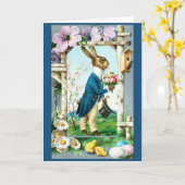 Dapper paashaas - Briefkaart (Gele Bloem)