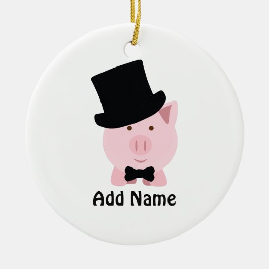 Dapper Pig Keramisch Ornament (Voorkant)
