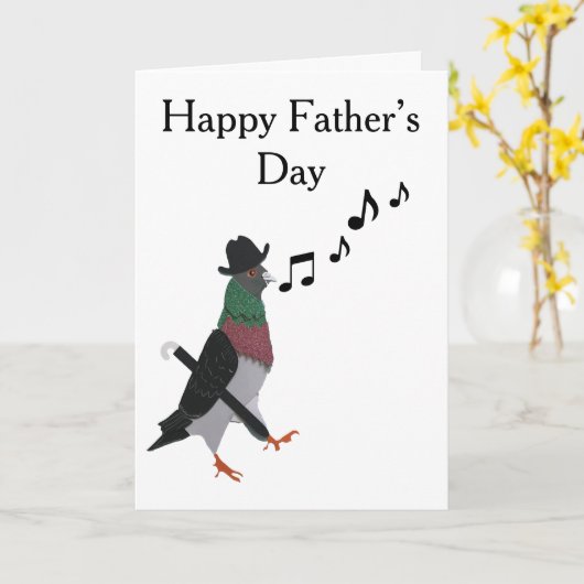 Dapper Pigeon Editable Father Day Kaart (Gele Bloem)