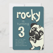 Dapper Puppy Dog Pug Verjaardagsuitnodiging Kaart (Voorkant)