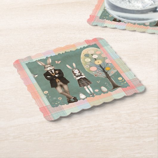Dapper Rabbit Coasters Kartonnen Onderzetters (Gebogen)
