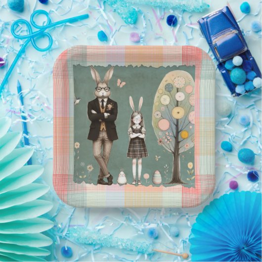 Dapper Rabbit Paper Plates Papieren Bordje (Feest)