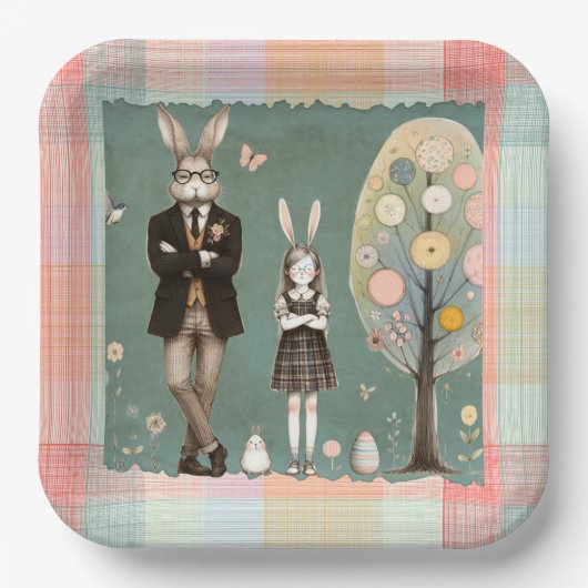 Dapper Rabbit Paper Plates Papieren Bordje (Voorkant)