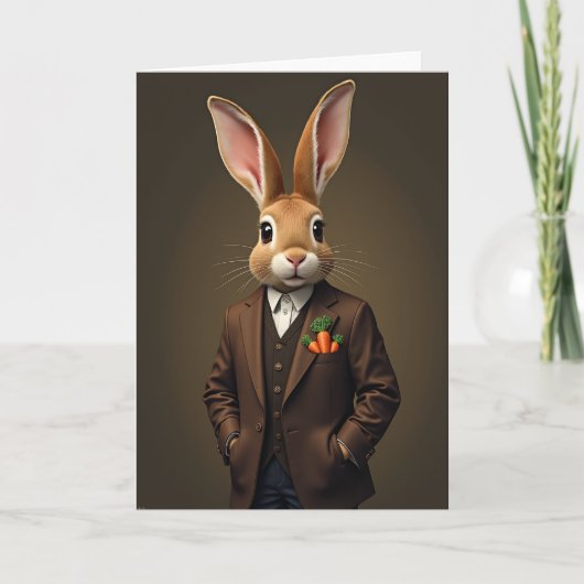 Dapper Rabbit Portrait Card Kaart (Voorkant)