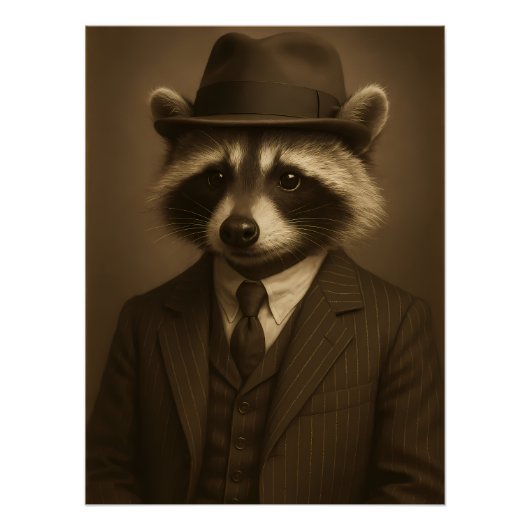 Dapper Raccoon Perfect Poster (Voorkant)