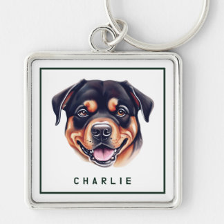 Dapper Rottweiler Pup Gepersonaliseerd Sleutelhanger