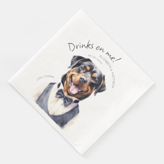 Dapper Rottweiler Waiter Waterverf  Servet (Hoek)