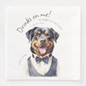 Dapper Rottweiler Waiter Waterverf  Servet (Voorkant)
