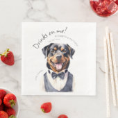 Dapper Rottweiler Waiter Waterverf  Servet (Insitu)