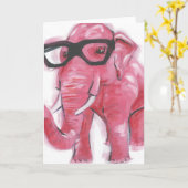 Dapper| Roze olifant in eierassen Kaart (Gele Bloem)