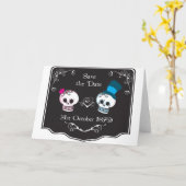 Dapper schedel bruiloft paar kaart (Gele Bloem)