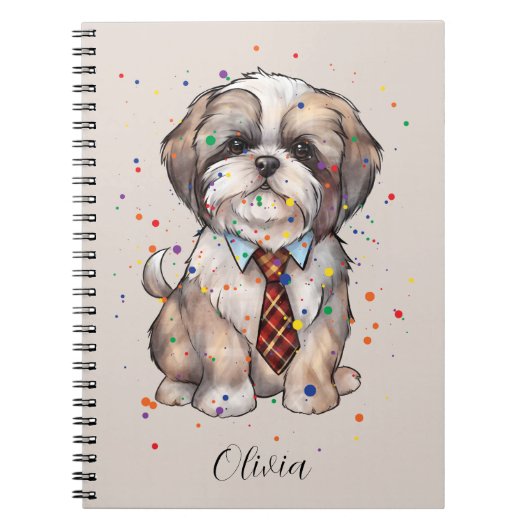 Dapper Shih Tzu Notitieboek – Waterverf met Stropd (Voorkant)