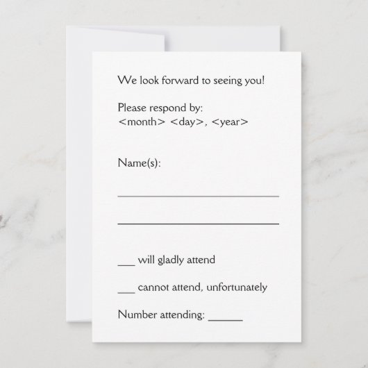 Dapper, Simple & Basic "R.S.V.P." Kaart (Achterkant)