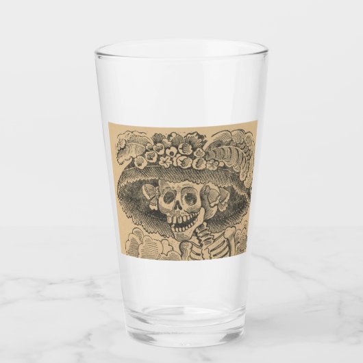 Dapper Skeleton (Calavera Catrina) (Elegant Skull) Glas (Voorkant)
