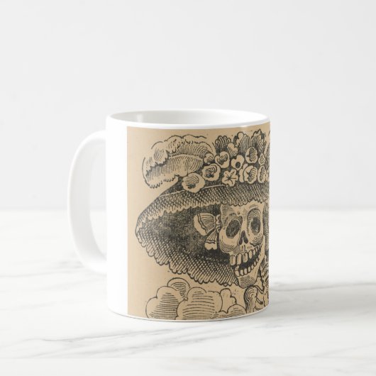 Dapper Skeleton (Calavera Catrina) (Elegant Skull) Koffiemok (Voorkant links)