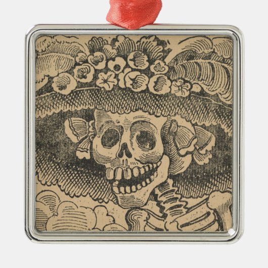 Dapper Skeleton (Calavera Catrina) (Elegant Skull) Metalen Ornament (Voorkant)