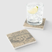 Dapper Skeleton (Calavera Catrina) (Elegant Skull) Stenen Onderzetter (Zijkant)