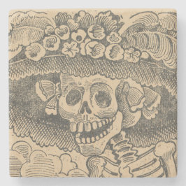 Dapper Skeleton (Calavera Catrina) (Elegant Skull) Stenen Onderzetter