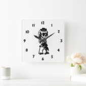 Dapper Skeleton met zwarte cijfers Vierkante Klok (Huis)