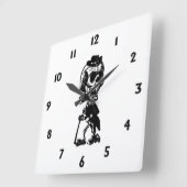 Dapper Skeleton met zwarte cijfers Vierkante Klok (Hoek)