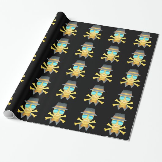Dapper Skull Wrapping Paper Cadeaupapier (Uitgerold)