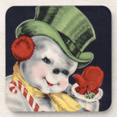 Dapper Snowman set van kurk Onderzetters (Voorkant)