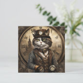 Dapper Steampunk Calico Cat Feestdagenkaart (Staand voorkant)