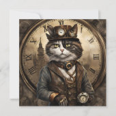 Dapper Steampunk Calico Cat Feestdagenkaart (Voorkant)