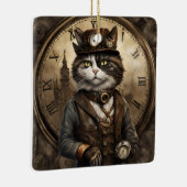 Dapper Steampunk Calico Cat Keramisch Ornament (Rechts)