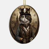 Dapper Steampunk Calico Cat Keramisch Ornament (Rechts)