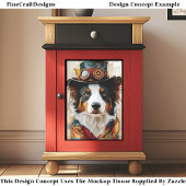 Dapper Steampunk Hond, Top Hat, Sjaal DB1 Decoupag Tissuepapier