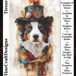 Dapper Steampunk Hond, Top Hat, Sjaal DB1 Decoupag Tissuepapier
