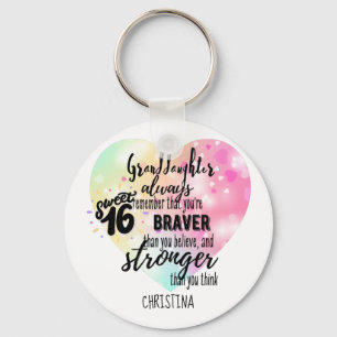 Dapper Sterke Quote Kleindochter Sweet16 Op Maat Sleutelhanger