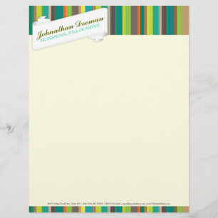Dapper Stripes Retro Blauwgroen - Custom Letterhea Persoonlijk Briefhoofd