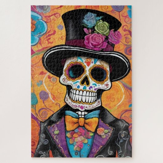 Dapper Sugar Skull: Dag van de Doden Legpuzzel (Verticaal)