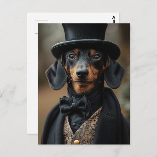 Dapper teckel in elegante Victoriaans kleding Briefkaart (Voorkant / Achterkant)