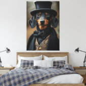 Dapper teckel in elegante Victoriaans kleding Canvas Afdruk (Insitu (Slaapkamer))