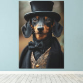 Dapper teckel in elegante Victoriaans kleding Canvas Afdruk (Insitu (Houten vloer))