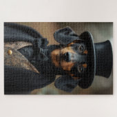 Dapper teckel in elegante Victoriaans kleding Legpuzzel (Horizontaal)