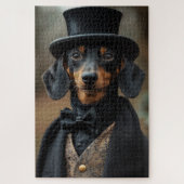 Dapper teckel in elegante Victoriaans kleding Legpuzzel (Verticaal)