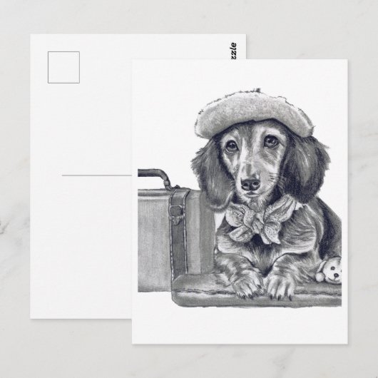 Dapper teckel klaar voor avontuur briefkaart (Voorkant / Achterkant)