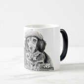 Dapper teckel klaar voor avontuur magische mok (Voorkant rechts)