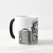 Dapper teckel klaar voor avontuur magische mok (Voorkant links)