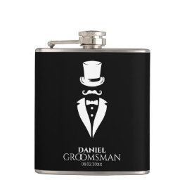 Dapper Top-pet Tux Gepersonaliseerde Groomsmen Fla Heupfles