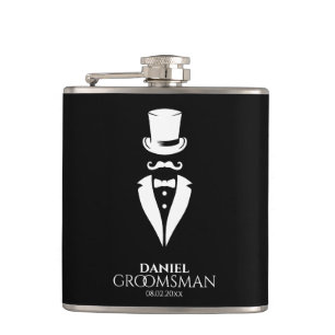 Dapper Top-pet Tux Gepersonaliseerde Groomsmen Fla Heupfles