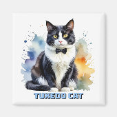 Dapper Tuxedo Cat Magneet (Voorkant)