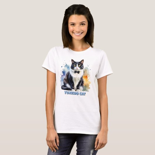 Dapper Tuxedo Cat T-shirt (Voorkant volledig)