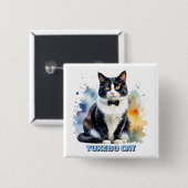 Dapper Tuxedo Cat Vierkante Button 5,1 Cm (Voorkant /achterkant)