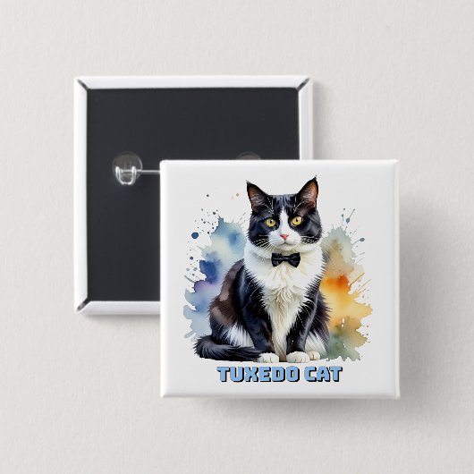 Dapper Tuxedo Cat Vierkante Button 5,1 Cm (Voorkant /achterkant)